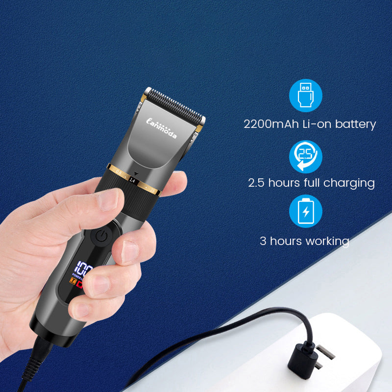 Professional Hair Clipper Rechargeable Electric Trimmer For Men Beard With Long Guide Combs Barber Cutting Machine Haircut LED Screen