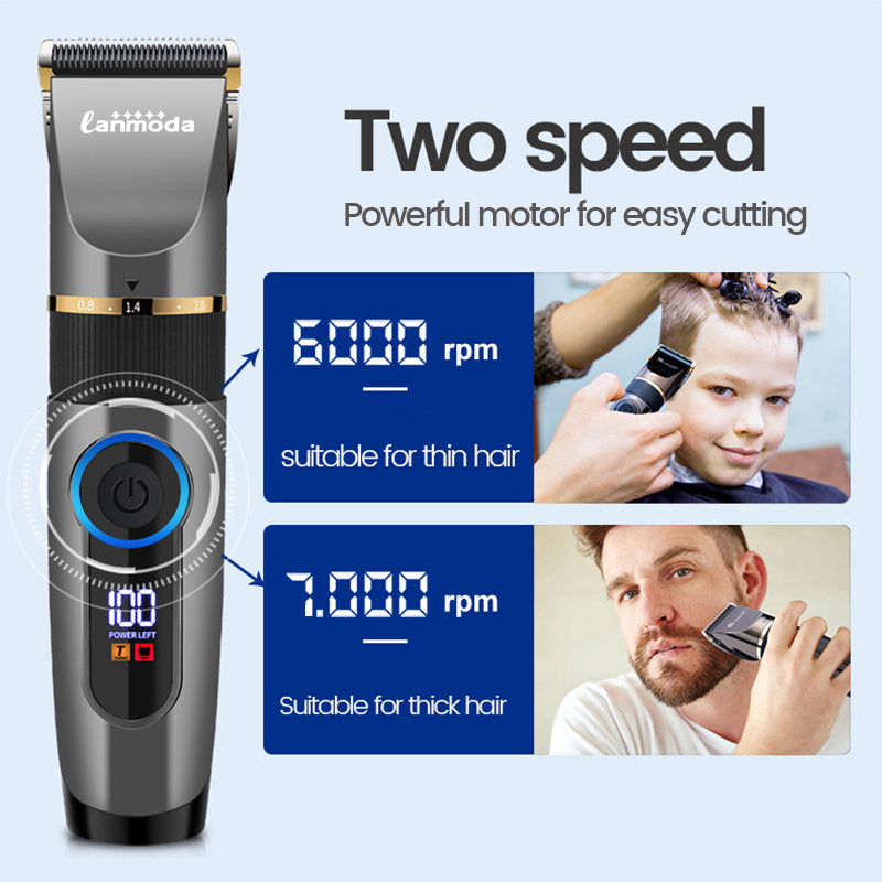 Professional Hair Clipper Rechargeable Electric Trimmer For Men Beard With Long Guide Combs Barber Cutting Machine Haircut LED Screen