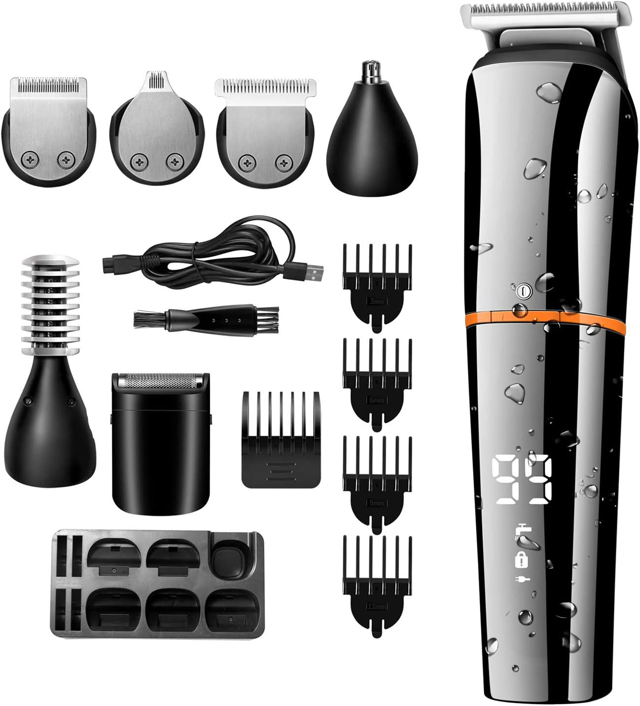 6 In 1 Hair Clipper Cordless Men Body Trimmer Shaving Machine Electric Beard Shaver Razor Ear Nose Trimmer Low Noise