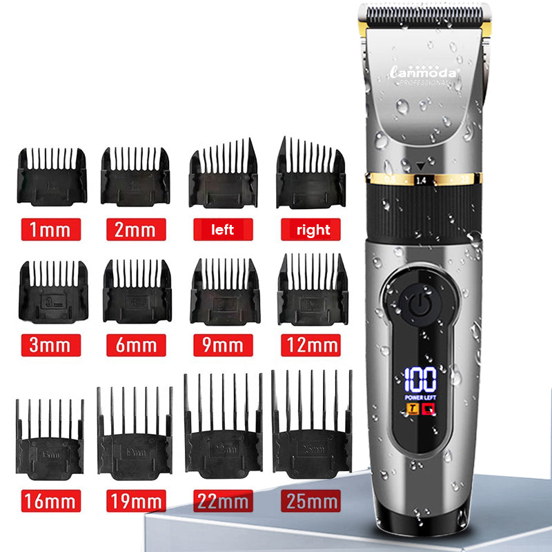 Professional Hair Clipper Rechargeable Electric Trimmer For Men Beard With Long Guide Combs Barber Cutting Machine Haircut LED Screen