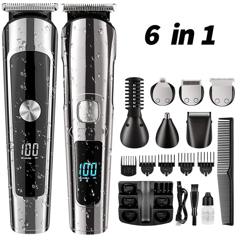 6 IN 1 multifunctional Hair Clipper Men Body Groomer Rechargeable Beard Shaver Cordless Trimmer Hair Cutting Machine Ear Nose Trimer