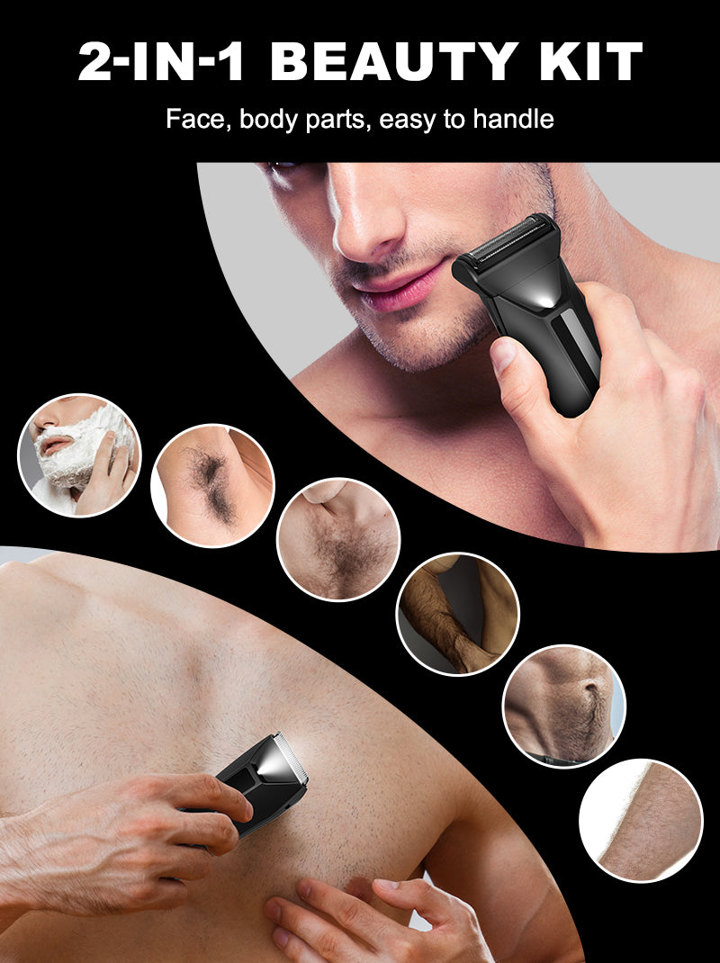 2 In 1 Electric Body Hair Trimmer Balls Shaver for Groin Pubic Replaceable Ceramic Blade Clipper Men Groomer Manscaping Machine Waterproof