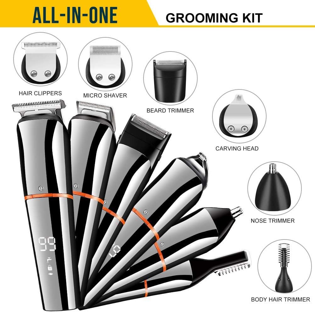 6 In 1 Hair Clipper Cordless Men Body Trimmer Shaving Machine Electric Beard Shaver Razor Ear Nose Trimmer Low Noise