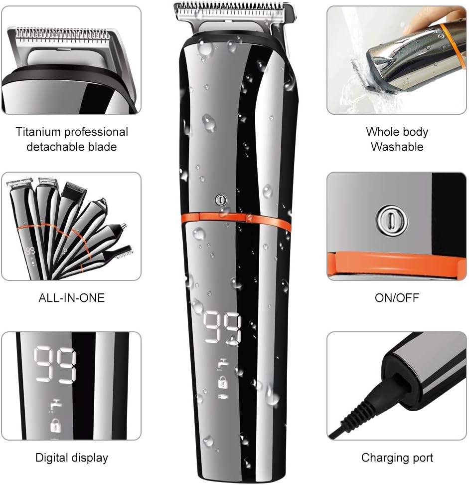 6 In 1 Hair Clipper Cordless Men Body Trimmer Shaving Machine Electric Beard Shaver Razor Ear Nose Trimmer Low Noise