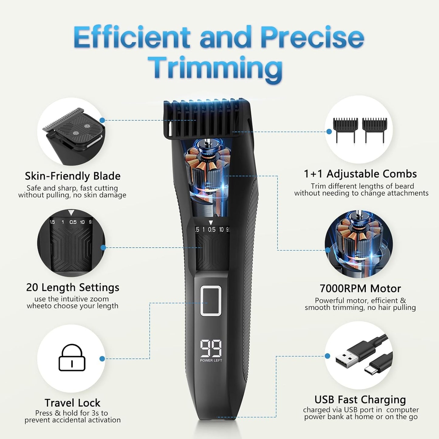 Body Manscape Adjustable Men's Groin Trimmer Face Beard Shaver Armpit Leg Chest Face Hair Clipper Remover Epilator
