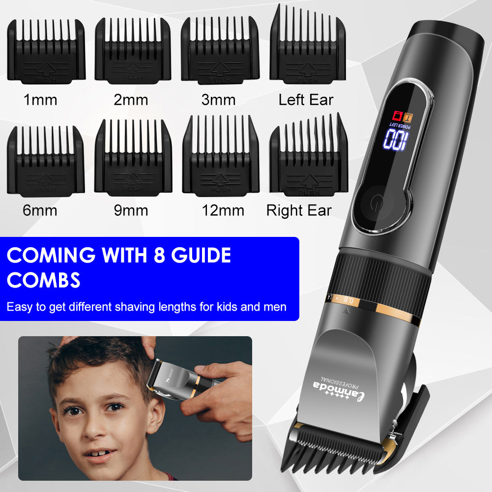 Professional Hair Clipper Rechargeable Electric Trimmer For Men Beard With Long Guide Combs Barber Cutting Machine Haircut LED Screen