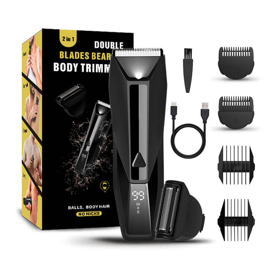 2 In 1 Electric Body Hair Trimmer Balls Shaver for Groin Pubic Replaceable Ceramic Blade Clipper Men Groomer Manscaping Machine Waterproof