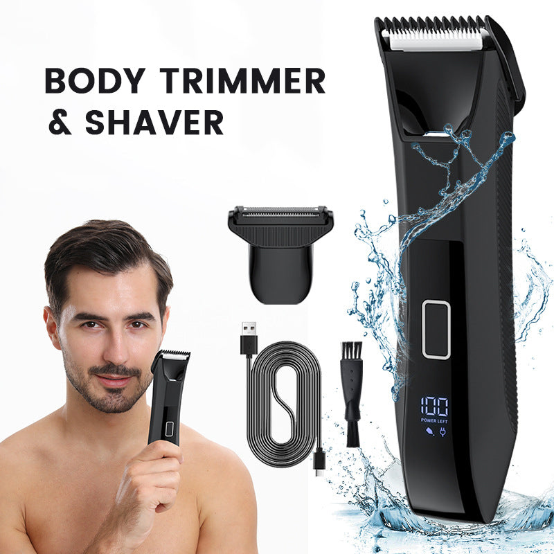Ball Trimmer Body Shaver Pubic Clipper for Men Women 2 in 1 Electric Body Grooming Clipper Epilator Ceramic Blade Male Razor Waterproof