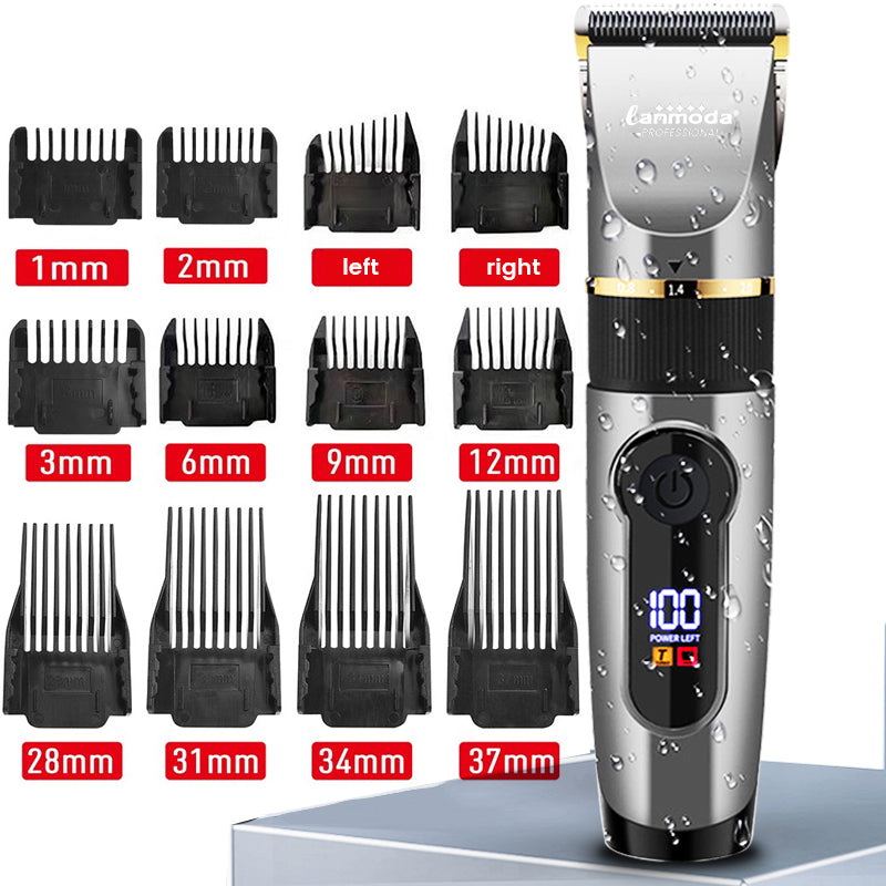 Professional Hair Clipper Rechargeable Electric Trimmer For Men Beard With Long Guide Combs Barber Cutting Machine Haircut LED Screen