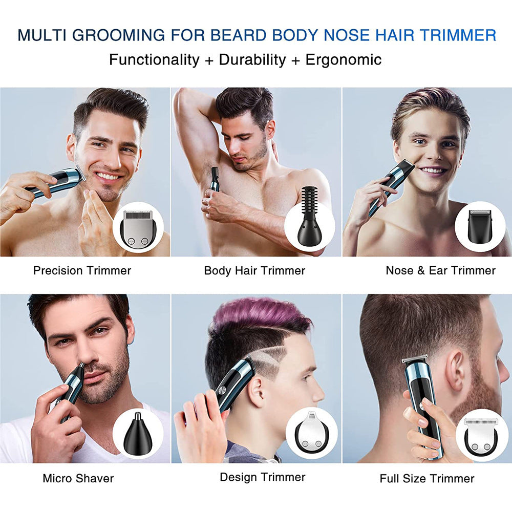 6 IN 1 multifunctional Hair Clipper Men Body Groomer Rechargeable Beard Shaver Cordless Trimmer Hair Cutting Machine Ear Nose Trimer