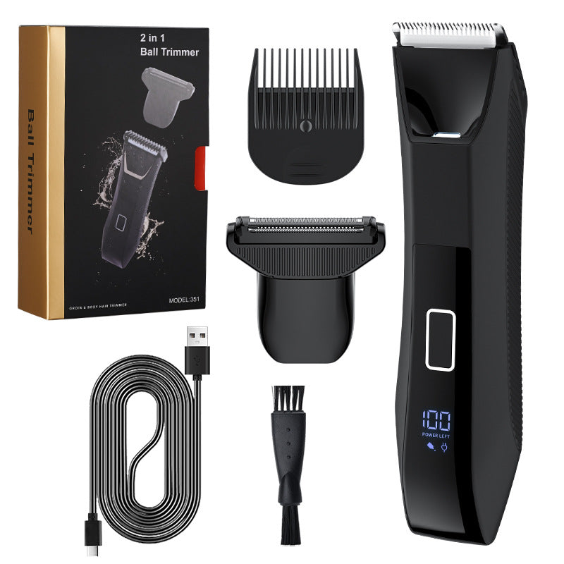 Ball Trimmer Body Shaver Pubic Clipper for Men Women 2 in 1 Electric Body Grooming Clipper Epilator Ceramic Blade Male Razor Waterproof