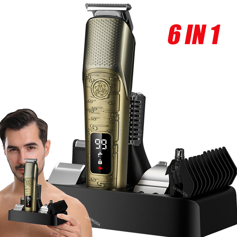 6 In 1 Electric Hair Clipper Set Men Hair Trimmer Body Grooming Kit Beard Shaver Razor Nose Trimmer Carving Clipper Free Shipping