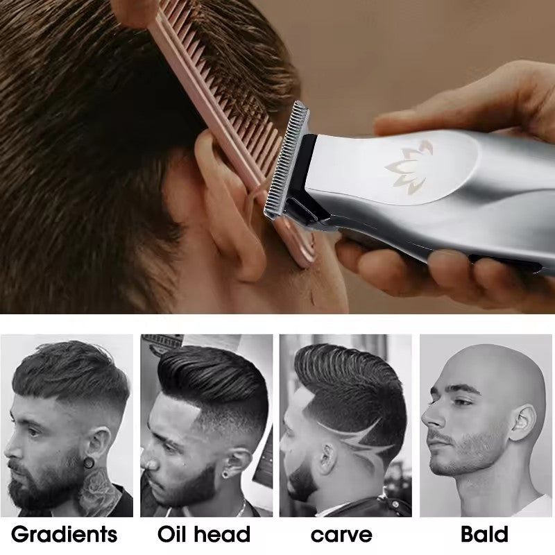 0.1 MM Bald Carving Electric Hair Clipper Oil Head Ear/Nose Trimmer Zero Gap Pushing Hair Cutting Machine