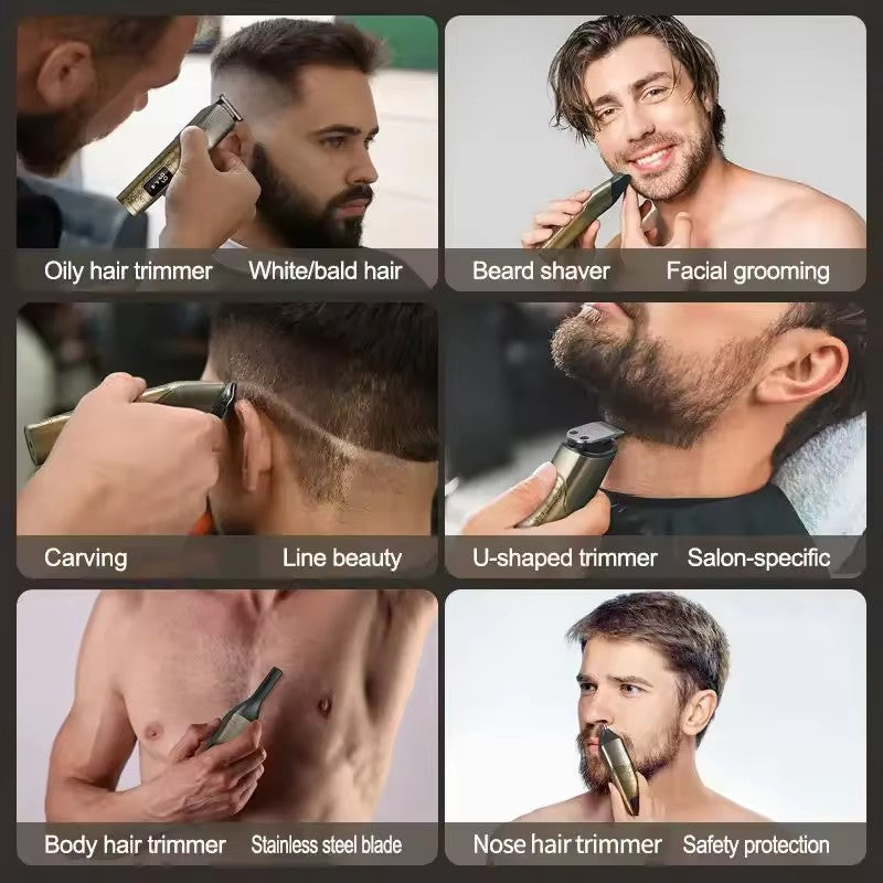 6 In 1 Electric Hair Clipper Set Men Hair Trimmer Body Grooming Kit Beard Shaver Razor Nose Trimmer Carving Clipper Free Shipping