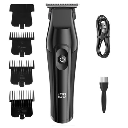 Lanmoda Bald Clipper Men Carving T Blade Hair Trimmer 0.1 mm for Barber Shop Beard Shaver Razor LED Digital Display