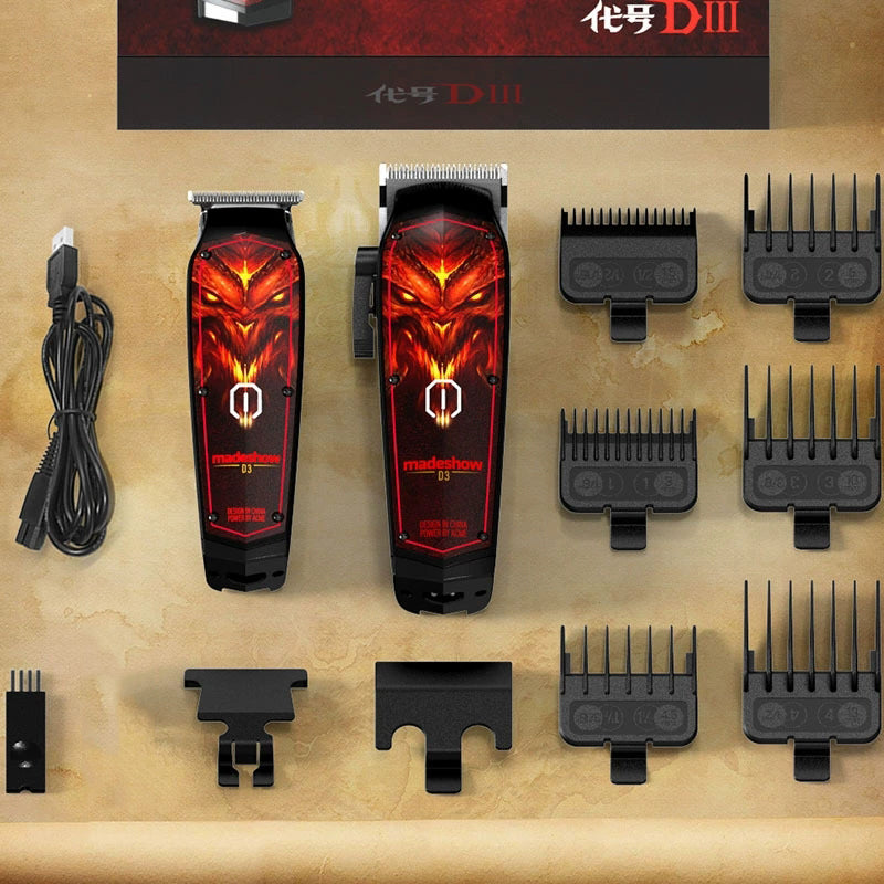 MadeShow D3 D7  Professional Hair Clipper Bald Trimmer Set 0.1mm Haircut Cutter T Blade High Speed High Grade Clipper Machine