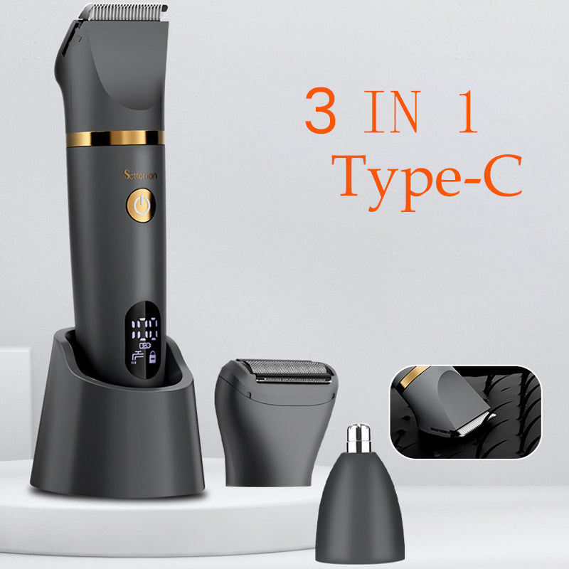 3 In 1 Body Trimmer For Men Hair Clipper Electric Shaver USB Recharging LCD Display Body Grooming Kit