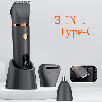 3 In 1 Body Trimmer For Men Hair Clipper Electric Shaver USB Recharging LCD Display Body Grooming Kit