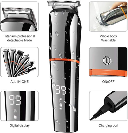 6 In 1 Hair Clipper Cordless Men Body Trimmer Shaving Machine Electric Beard Shaver Razor Ear Nose Trimmer Low Noise