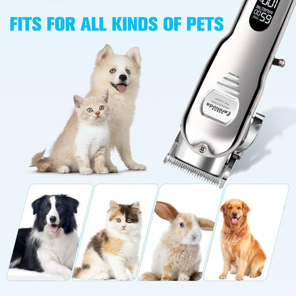 Full Metal Pet Clipper Digital Display Professional Cutting Machine Dog Hair Trimmers Cats Grooming Shaver Cutter for Animals