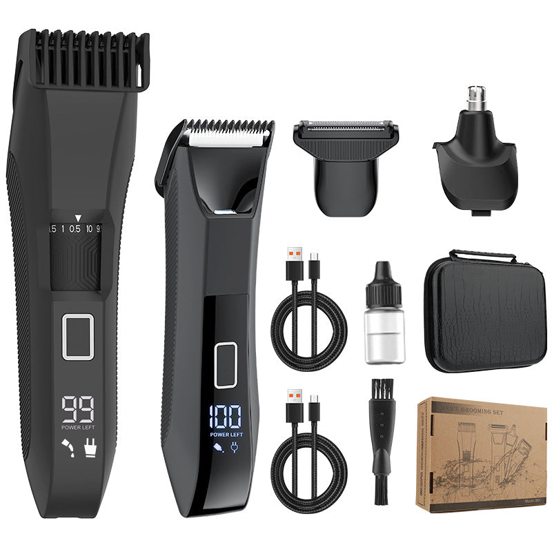 4-in-1 Body Trimmer IPX7 Waterproof Men's Grooming Clipper Beard & Nose & Ear Hair Trimmer Ball Shaver Multifunctional