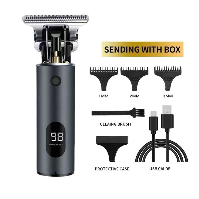 Professional Hair Clipper Small Baldhead Trimmer T9 Finishing Machine for Men Barber Shop Type-C Charged LCD Display