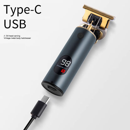 Professional Hair Clipper Small Baldhead Trimmer T9 Finishing Machine for Men Barber Shop Type-C Charged LCD Display