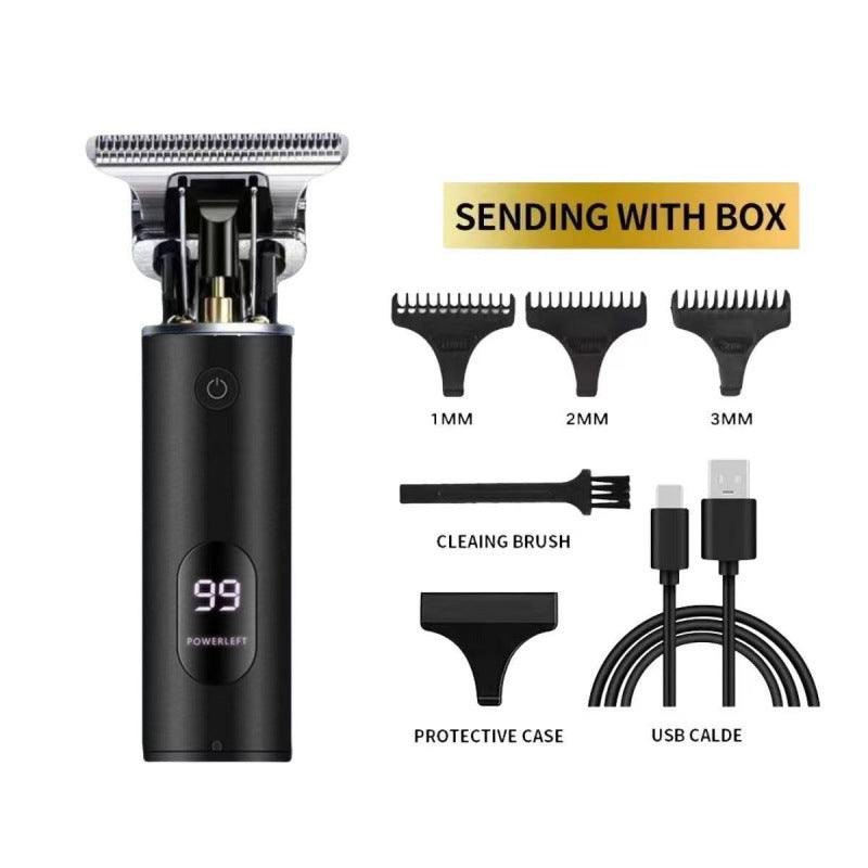 Professional Hair Clipper Small Baldhead Trimmer T9 Finishing Machine for Men Barber Shop Type-C Charged LCD Display