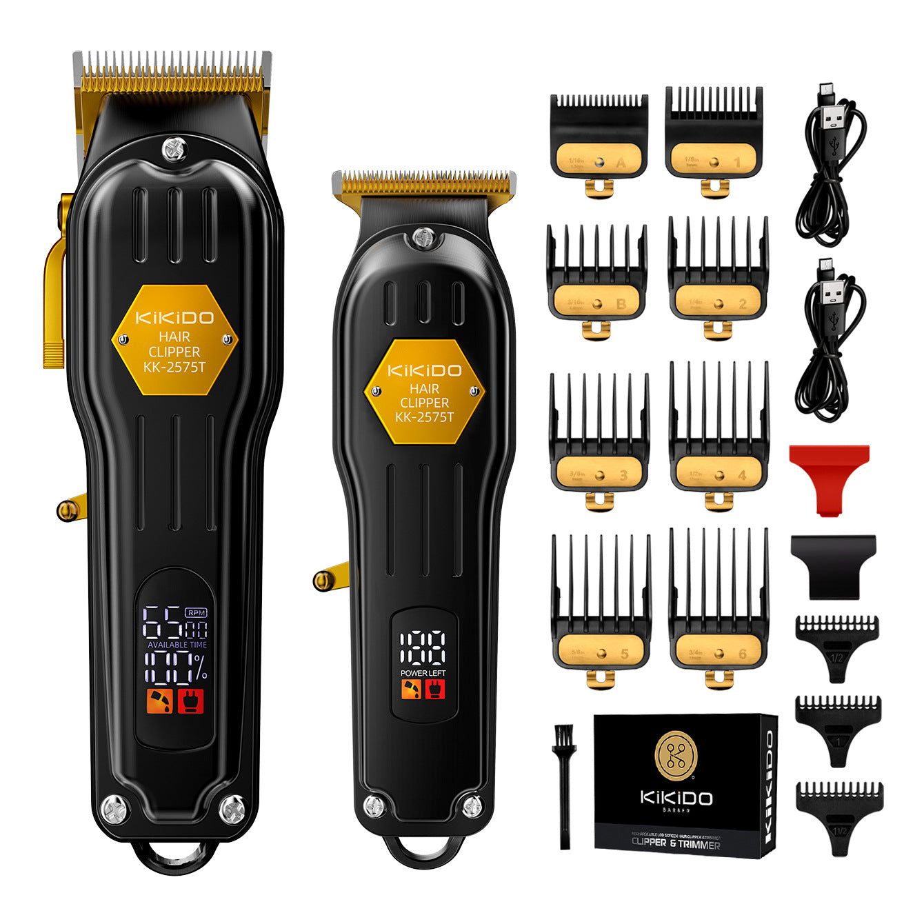KIKIDO Professional 2 IN 1 Hair Clippers Barber Cutting Machine Rechargeable Shaving Trimmer Cordless Haircut Kits For Men
