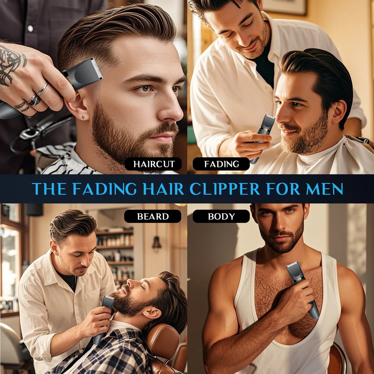 3 In 1 Body Trimmer For Men Hair Clipper Electric Shaver USB Recharging LCD Display Body Grooming Kit