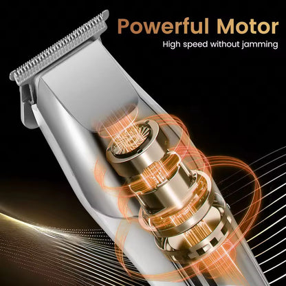 Lanmoda Bald Clipper Men Carving T Blade Hair Trimmer 0.1 mm for Barber Shop Beard Shaver Razor LED Digital Display