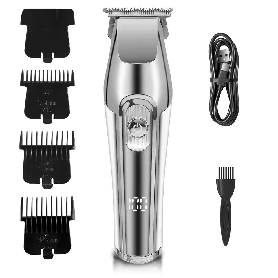Lanmoda Bald Clipper Men Carving T Blade Hair Trimmer 0.1 mm for Barber Shop Beard Shaver Razor LED Digital Display