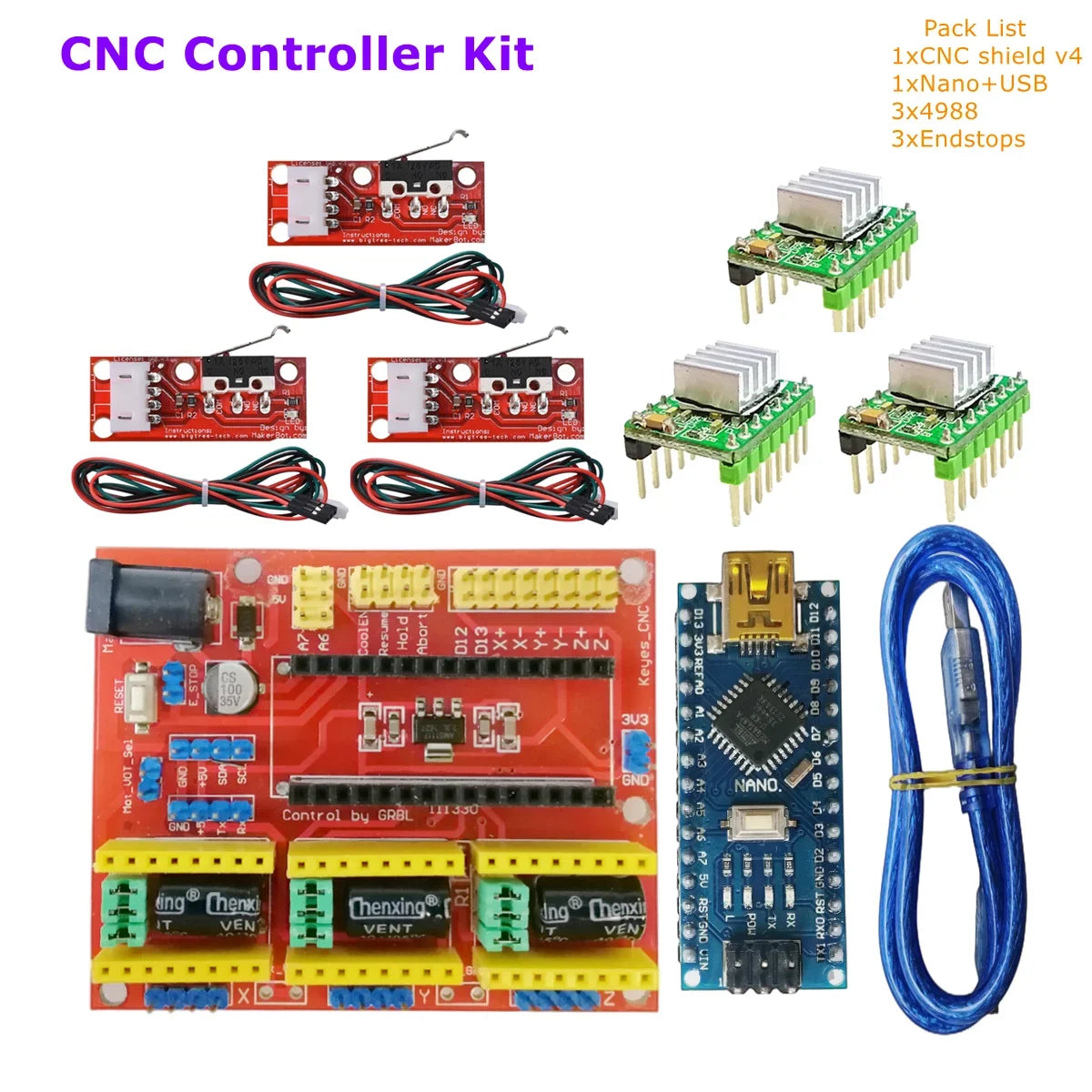 cnc shield V4 Nano V3 expansion board grbl controller TMC2209 A4988 DRV8825 for 3D printer laser engraving machine