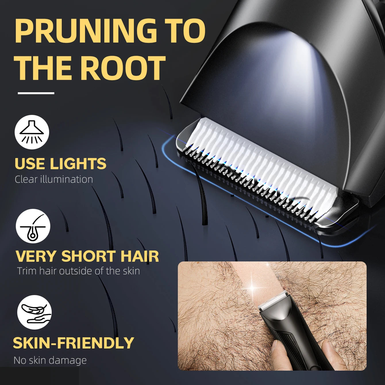 Body Hair Trimmer Machine Hair Clipper IPX6 Waterproof Cordless Men Electric Hair Cutting Bikini Trimmer for Men Groin Women Hair Remover