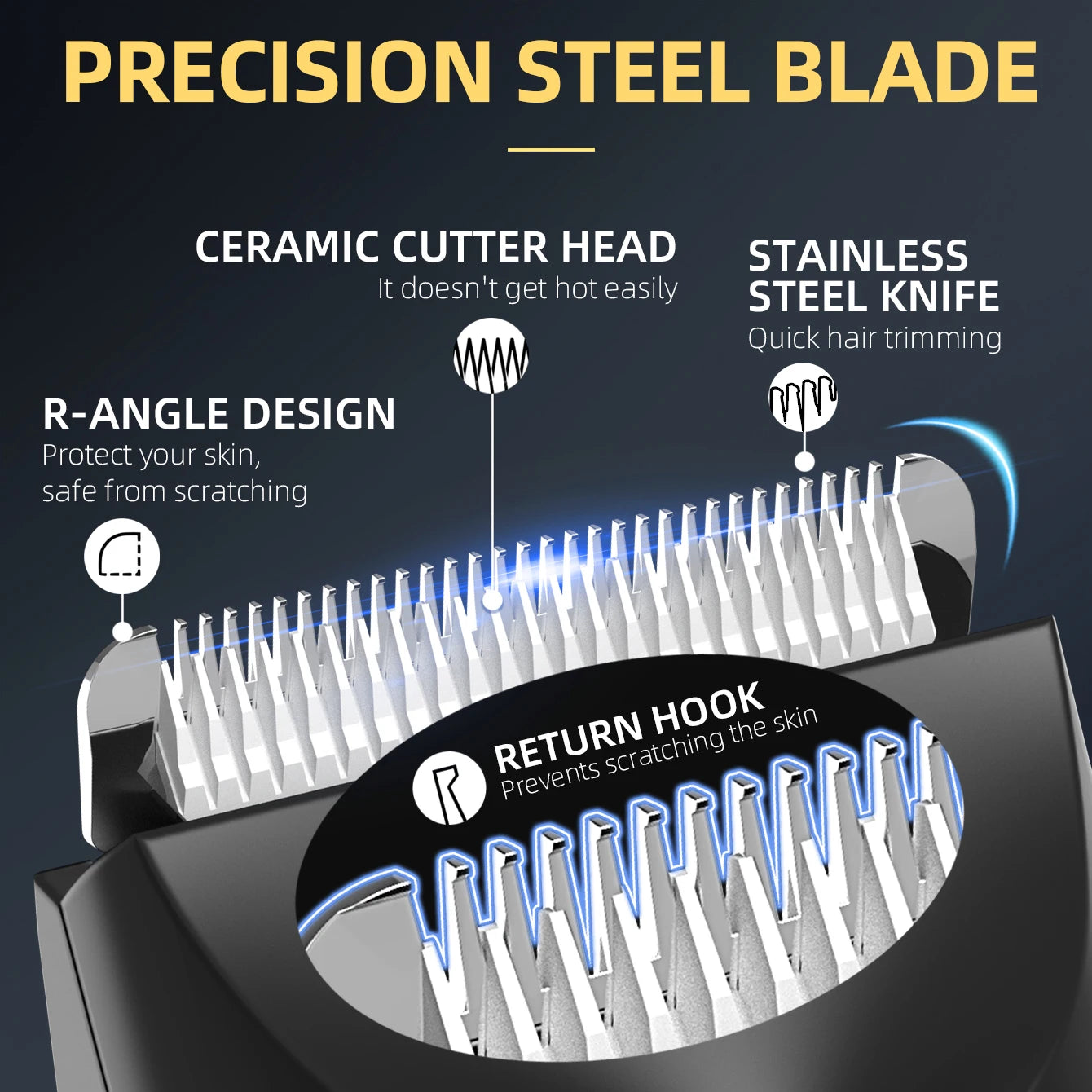 Body Hair Trimmer Machine Hair Clipper IPX6 Waterproof Cordless Men Electric Hair Cutting Bikini Trimmer for Men Groin Women Hair Remover