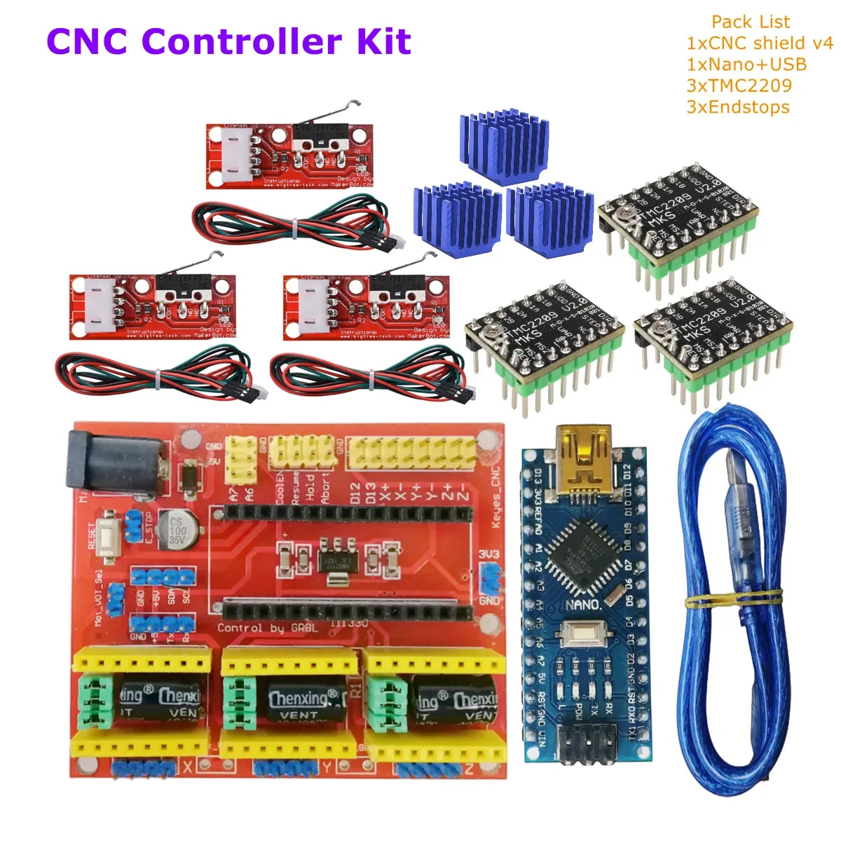 cnc shield V4 Nano V3 expansion board grbl controller TMC2209 A4988 DRV8825 for 3D printer laser engraving machine