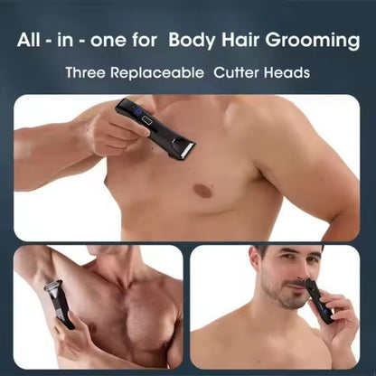 4-in-1 Body Trimmer IPX7 Waterproof Men's Grooming Clipper Beard & Nose & Ear Hair Trimmer Ball Shaver Multifunctional
