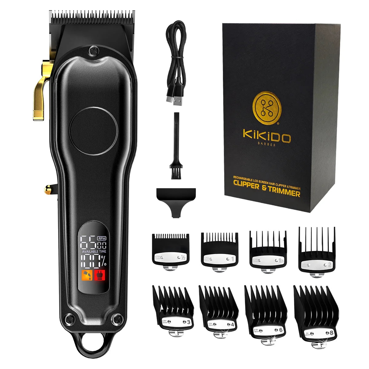 KIKIDO Hair Cutting Machine Professional Barber Clippers Cordless Cutter Machine Hair Digital Display Trimmer For Men Kids