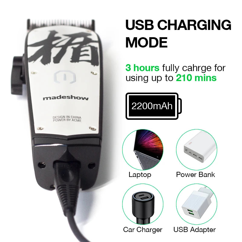 Madeshow M10 Professional Oil Head Bald Hair Clipper Barber Hair Salon Cutter Titanium Plated Ceramic Blade 7000rpm Hair Salon Trimmer