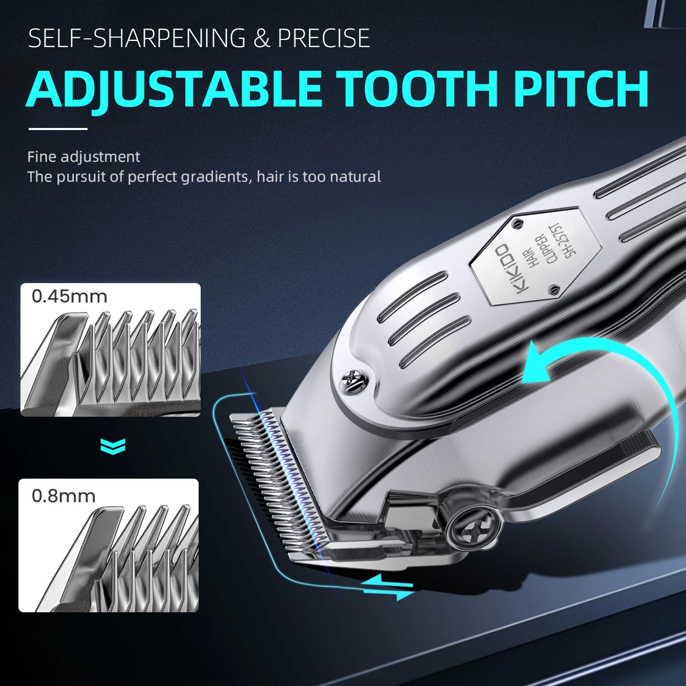 KIKIDO Professional 2 IN 1 Hair Clippers Barber Cutting Machine Rechargeable Shaving Trimmer Cordless Haircut Kits For Men