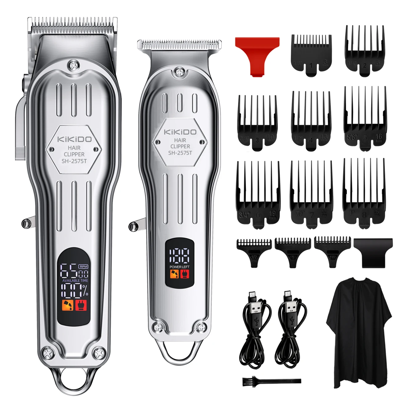 KIKIDO Professional 2 IN 1 Hair Clippers Barber Cutting Machine Rechargeable Shaving Trimmer Cordless Haircut Kits For Men